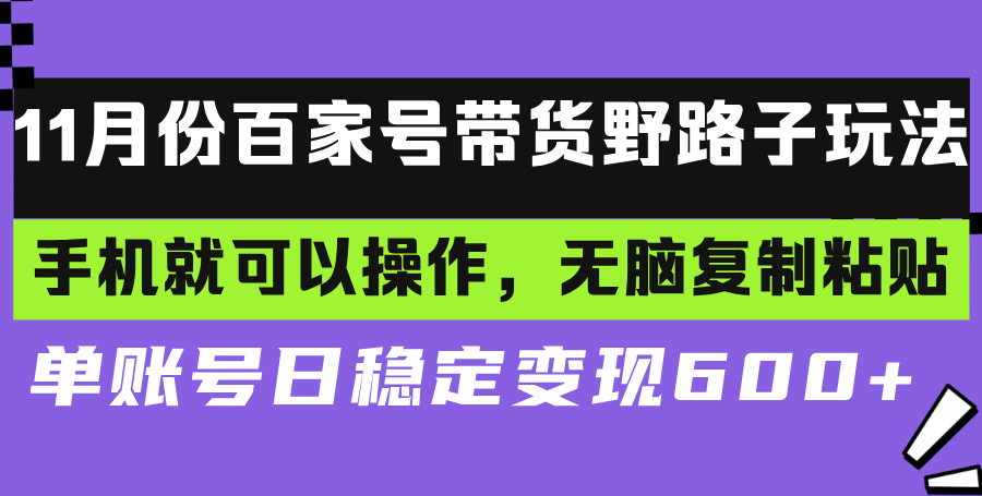百家号带货野路子玩法 手机就可以操作，无脑复制粘贴 单账号日稳定变现...-网创论坛