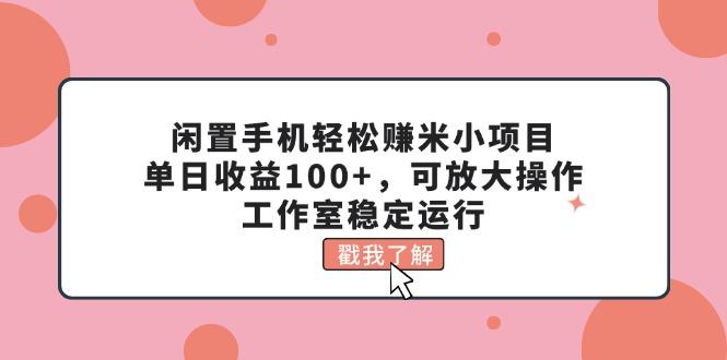 闲置手机轻松赚米小项目，单日收益100+，可放大操作，工作室稳定运行-网创论坛