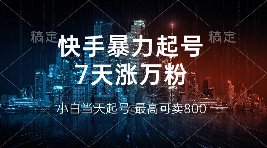 快手暴力起号，7天涨万粉，小白当天起号 多种变现方式，账号回收，单月...-网创论坛