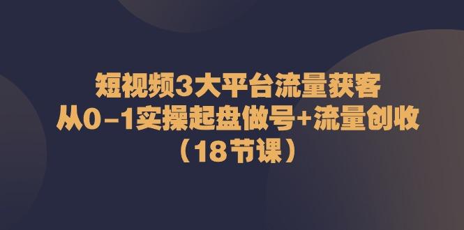 短视频3大平台流量获客：从0-1实操起盘做号+流量创收(18节课)-网创论坛