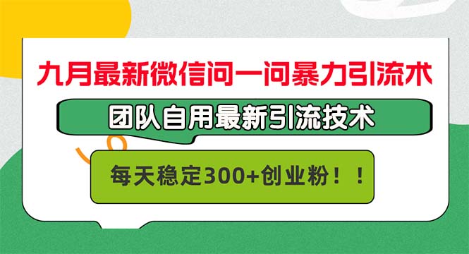 九月最新微信问一问暴力引流术，团队自用引流术，每天稳定300+创…-网创论坛