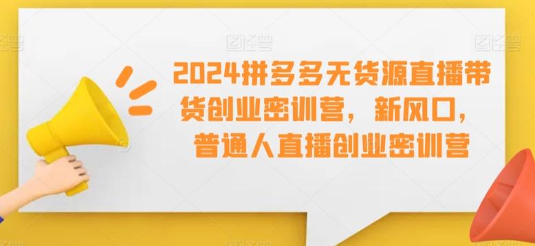 2024拼多多无货源直播带货创业密训营，新风口，普通人直播创业密训营-网创论坛