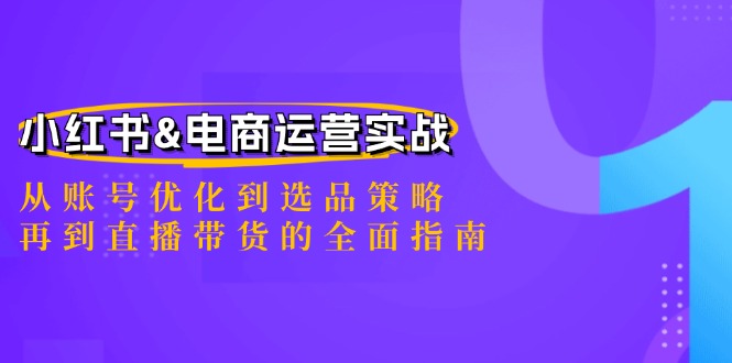 小红书&电商运营实战：从账号优化到选品策略，再到直播带货的全面指南-网创论坛