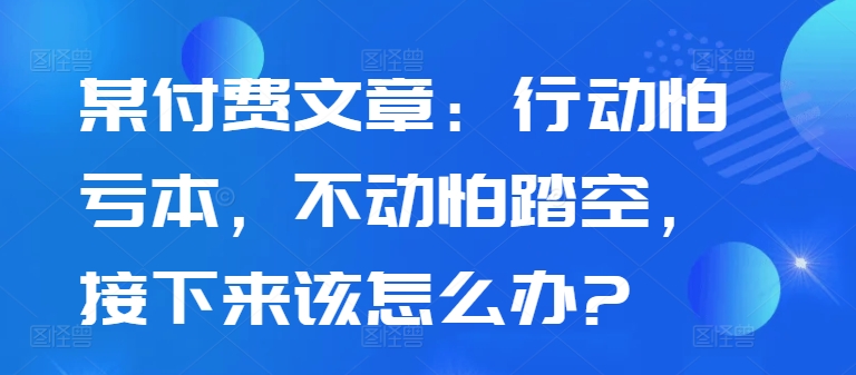 某付费文章：行动怕亏本，不动怕踏空，接下来该怎么办?-网创论坛