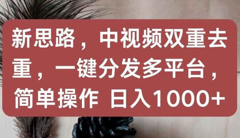 新思路，中视频双重去重，一键分发多平台，简单操作，日入1000+【揭秘】-网创论坛