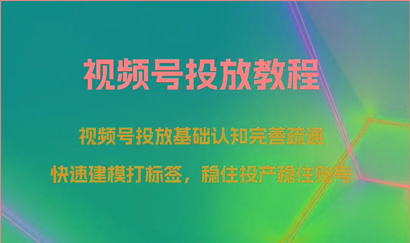视频号投放教程-视频号投放基础认知完善疏通，快速建模打标签，稳住投产稳住账号-网创论坛