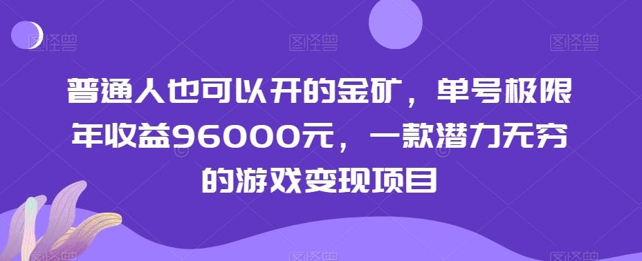 普通人也可以开的金矿，单号极限年收益96000元，一款潜力无穷的游戏变现项目【揭秘】-网创论坛