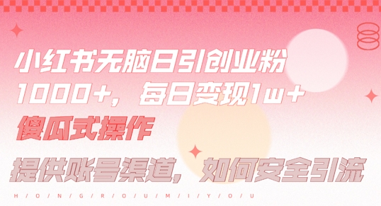 小红书无脑每日引流创业粉500+，小白每天只花半小时，躺赚长尾收益【揭秘】-网创论坛