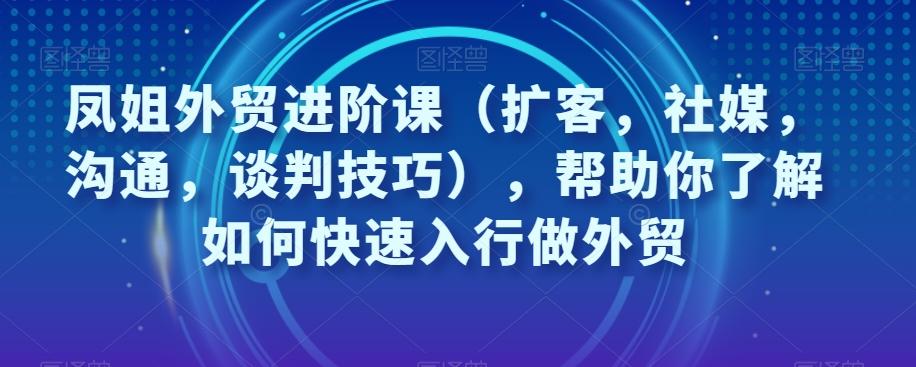 凤姐外贸进阶课（扩客，社媒，沟通，谈判技巧），帮助你了解如何快速入行做外贸-网创论坛