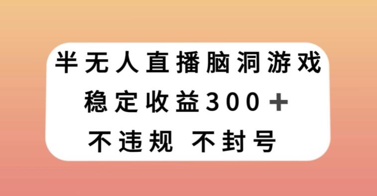 半无人直播脑洞小游戏，每天收入300+，保姆式教学小白轻松上手【揭秘】-网创论坛