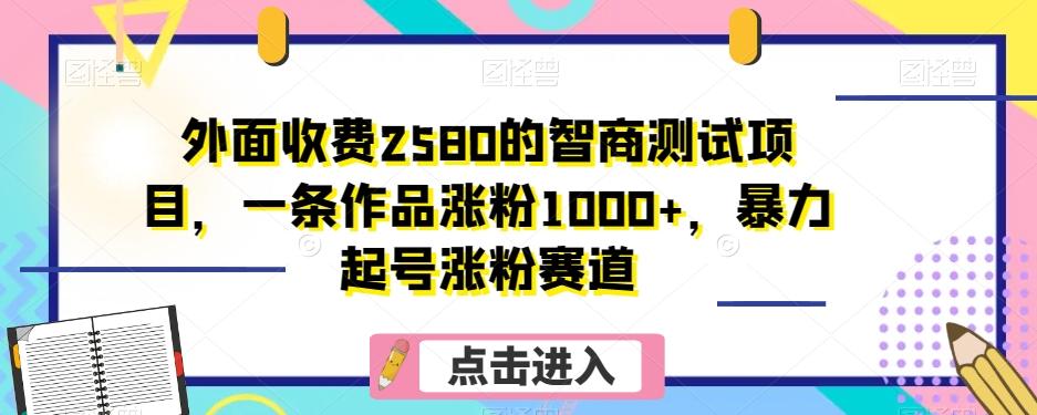 外面收费2580的智商测试项目，一条作品涨粉1000+，暴力起号涨粉赛道【揭秘】-网创论坛