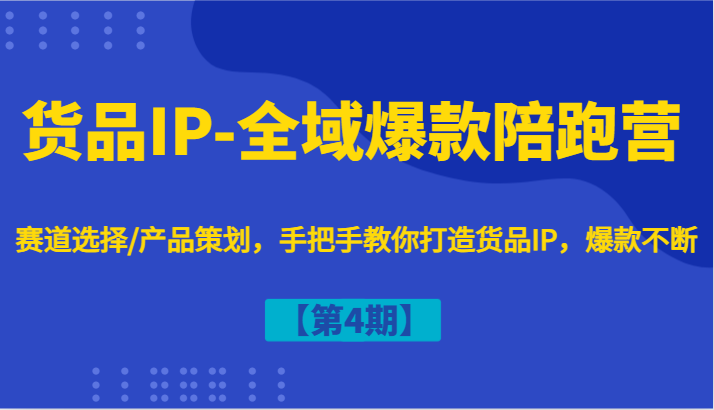 货品IP-全域爆款陪跑营【第4期】赛道选择/产品策划，手把手教你打造货品IP，爆款不断-网创论坛