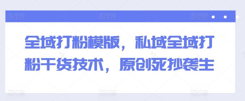 全域打粉模版，私域全域打粉干货技术，原创死抄袭生-网创论坛