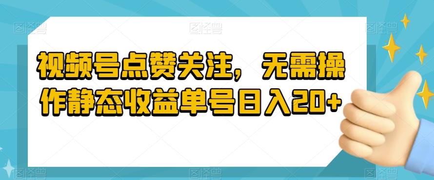 视频号点赞关注，无需操作静态收益单号日入20+-网创论坛
