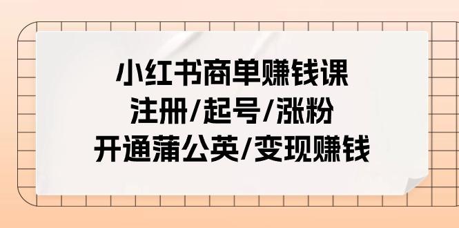 小红书商单赚钱课：注册/起号/涨粉/开通蒲公英/变现赚钱(25节课)-网创论坛