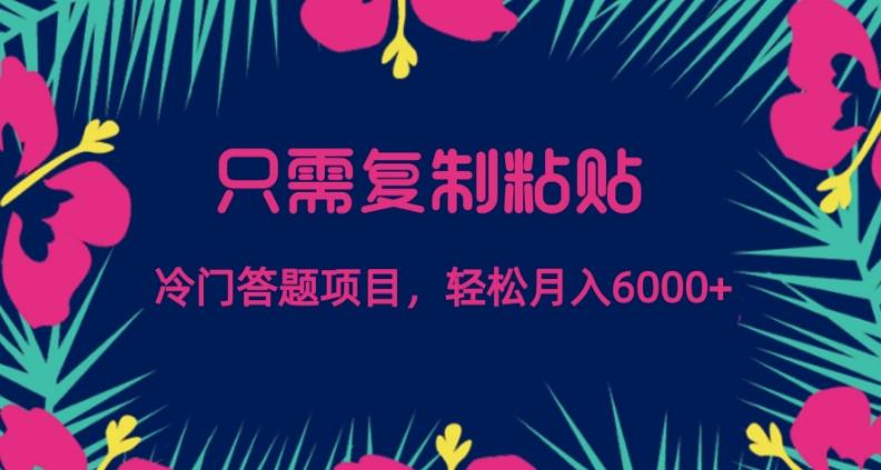 只需复制粘贴，冷门答题项目，轻松月入6000-网创论坛