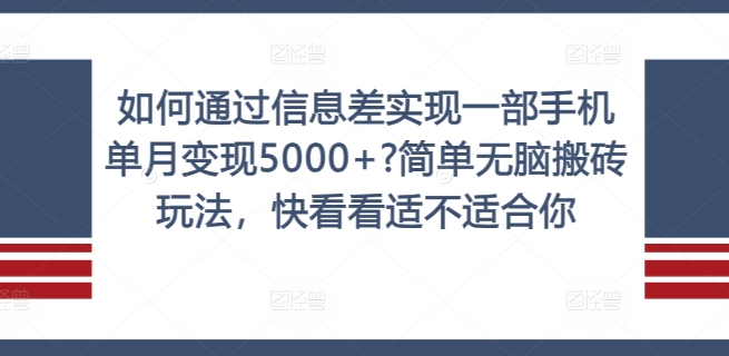 如何通过信息差实现一部手机单月变现5000+?简单无脑搬砖玩法，快看看适不适合你【揭秘】-网创论坛