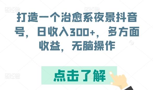 打造一个治愈系夜景抖音号，日收入300+，多方面收益，无脑操作【揭秘】-网创论坛