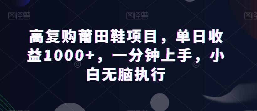 高复购莆田鞋项目，单日收益1000+，一分钟上手，小白无脑执行-网创论坛