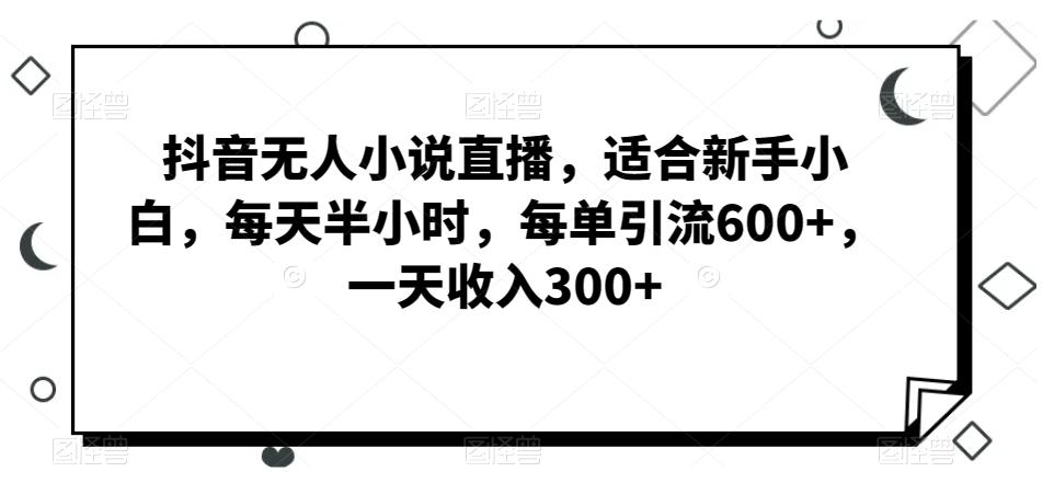 抖音无人小说直播，适合新手小白，每天半小时，每单引流600+，一天收入300+-网创论坛