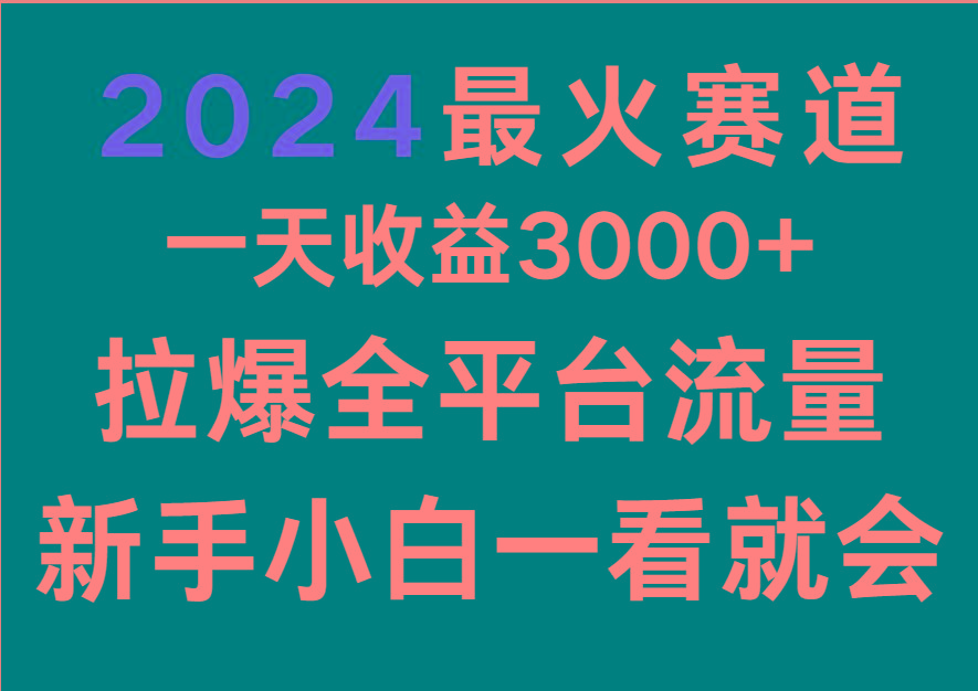 2024最火赛道，一天收一3000+.拉爆全平台流量，新手小白一看就会-网创论坛