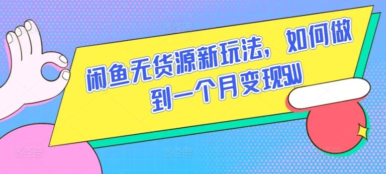 闲鱼无货源新玩法，如何做到一个月变现5W【揭秘】-网创论坛