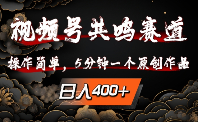 视频号共鸣赛道，操作简单，5分钟1个原创作品，日入几张【揭秘】-网创论坛