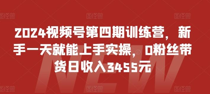 2024视频号第四期训练营，新手一天就能上手实操，0粉丝带货日收入3455元-网创论坛
