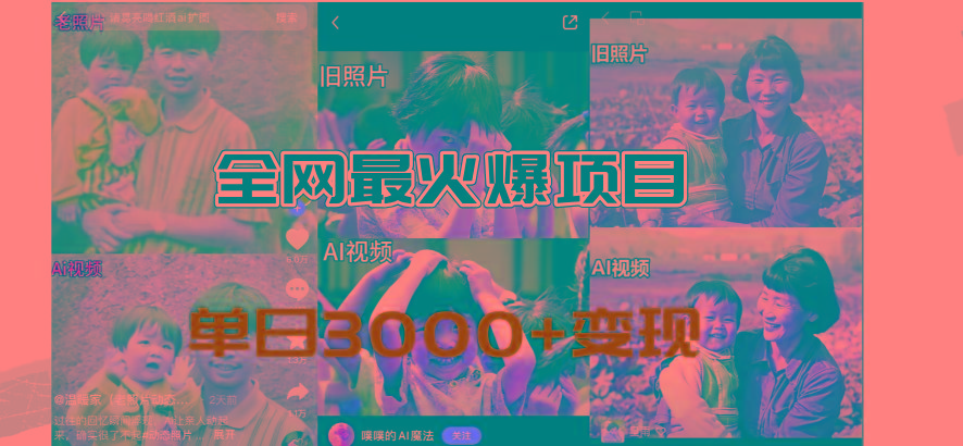 全网爆火的AI让老照片动起来教程，蹭热点日赚3000+，内含免费工具一键…-网创论坛