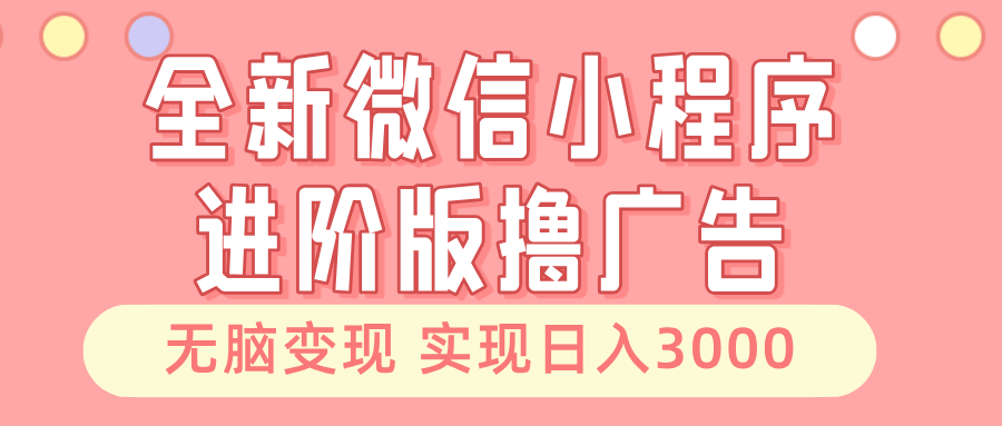 全新微信小程序进阶版撸广告 无脑变现睡后也有收入 日入3000＋-网创论坛
