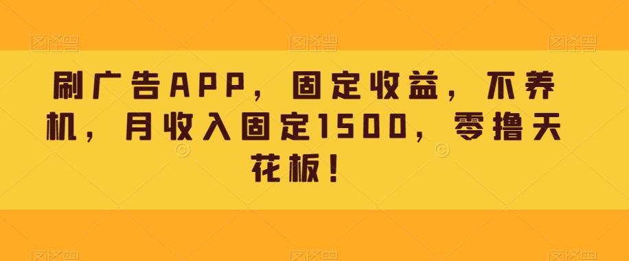 刷广告APP，固定收益，不养机，月收入固定1500，零撸天花板！-网创论坛