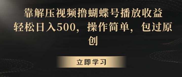 靠解压视频撸蝴蝶号播放收益，轻松日入500，操作简单，包过原创【揭秘】-网创论坛