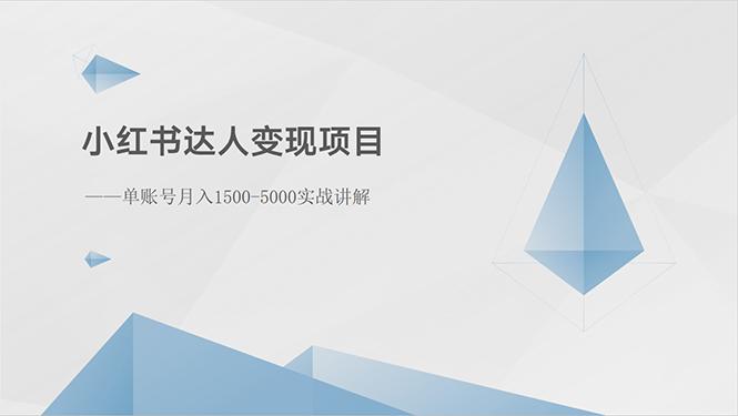 小红书达人变现项目：单账号月入1500-3000实战讲解-网创论坛