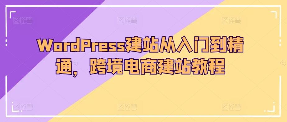 WordPress建站从入门到精通，跨境电商建站教程-网创论坛