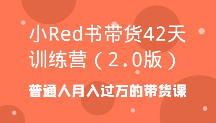 小Red书带货42天训练营(2.0版)普通人月入过万的带货课-网创论坛