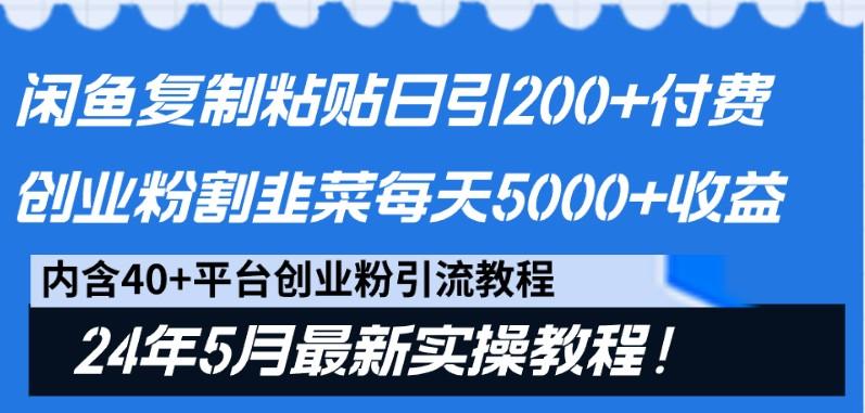 闲鱼复制粘贴日引200+付费创业粉，24年5月最新方法！割韭菜日稳定5000+收益-网创论坛