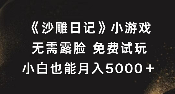 《沙雕日记》小游戏，无需露脸免费试玩，小白也能月入5000+【揭秘】-网创论坛