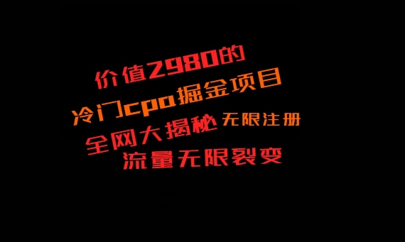 价值2980的CPA掘金项目大揭秘，号称当天收益200+，不见收益包赔双倍-网创论坛