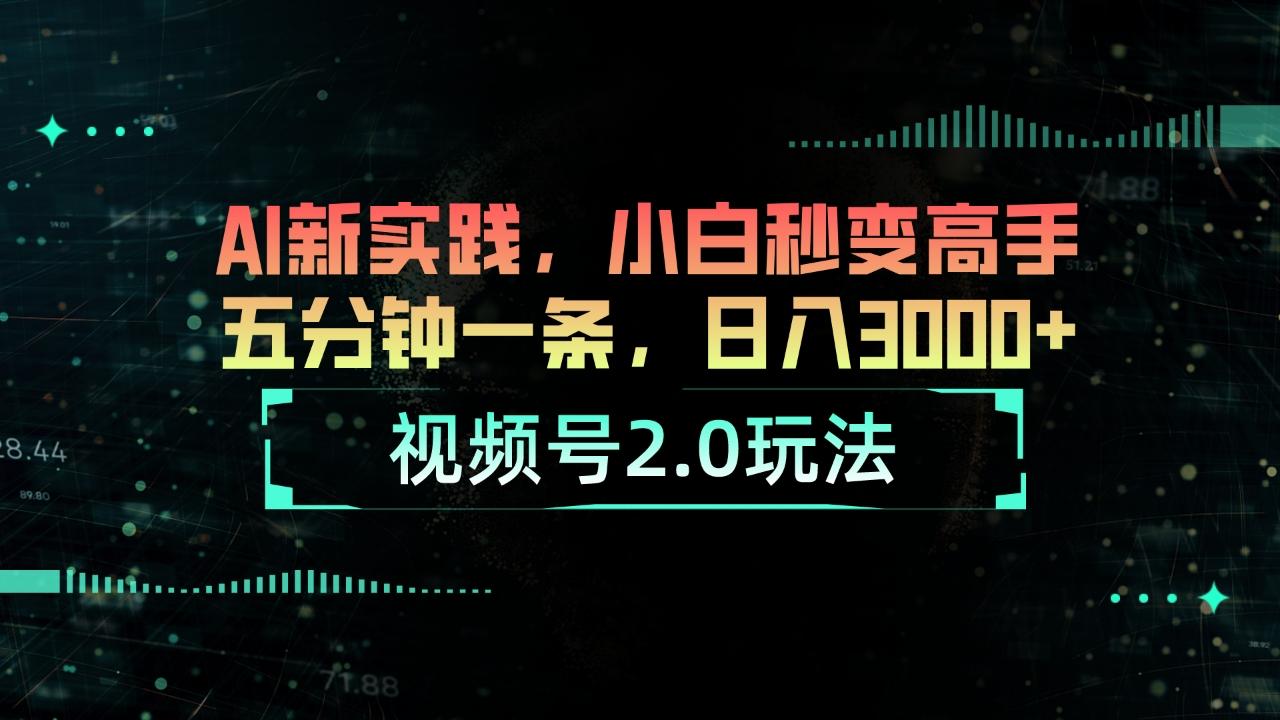 视频号2.0玩法 AI新实践，小白秒变高手五分钟一条，日入3000+-网创论坛
