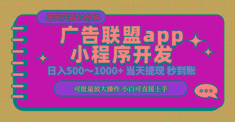 小程序开发 广告赚钱 日入500~1000+ 小白轻松上手！-网创论坛