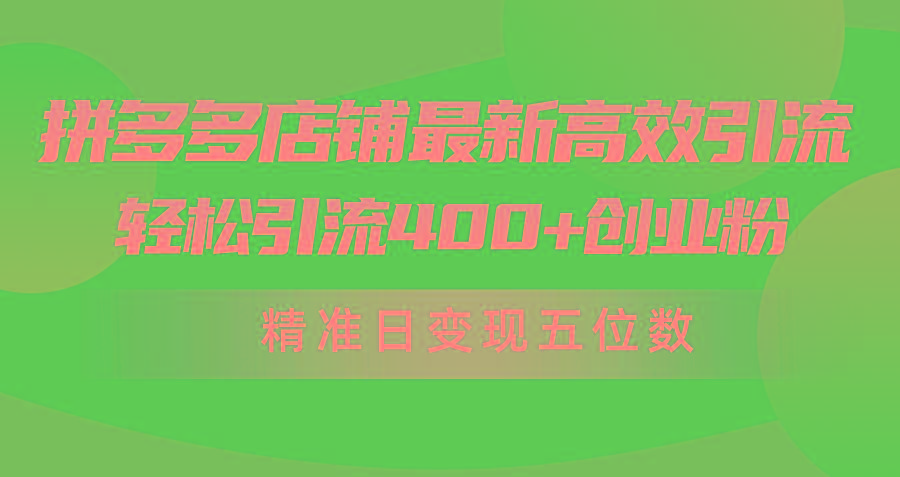 (10041期)拼多多店铺最新高效引流术，轻松引流400+创业粉，精准日变现五位数！-网创论坛