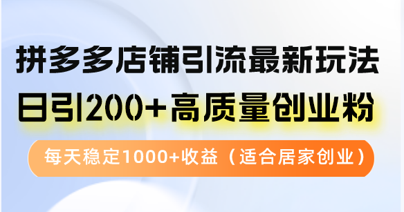 拼多多店铺引流最新玩法，日引200+高质量创业粉，每天稳定1000+收益(...-网创论坛