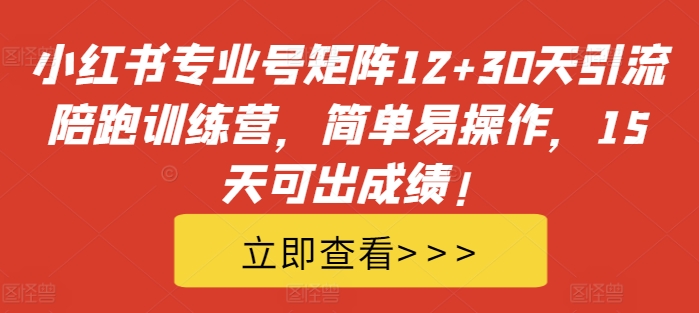小红书专业号矩阵12+30天引流陪跑训练营，简单易操作，15天可出成绩!-网创论坛