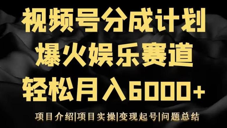 视频号创作分成计划之娱乐赛道轻松日入500+-网创论坛