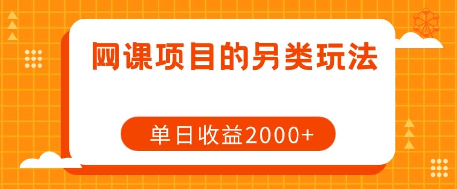 网课项目的另类玩法，单日收益2000+【揭秘】-网创论坛
