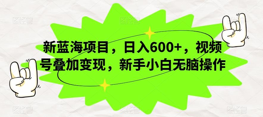 新蓝海项目，日入600+，视频号叠加变现，新手小白无脑操作【揭秘】-网创论坛