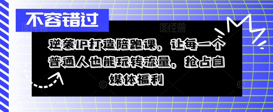 逆袭IP打造陪跑课，让每一个普通人也能玩转流量，抢占自媒体福利-网创论坛