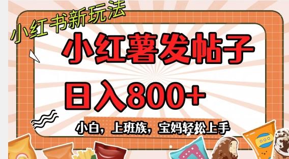 小红薯发日常帖子，日入800+小白专属项目可批量操作-网创论坛