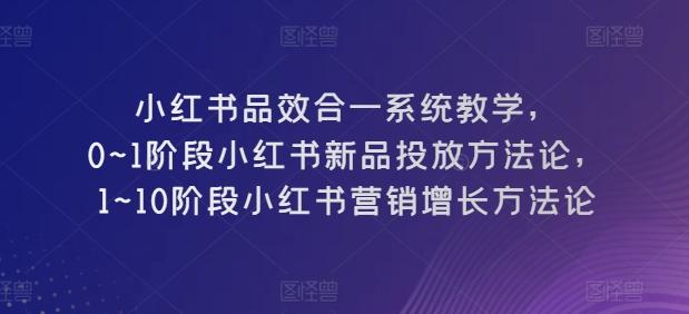 小红书品效合一系统教学，​0~1阶段小红书新品投放方法论，​1~10阶段小红书营销增长方法论-网创论坛