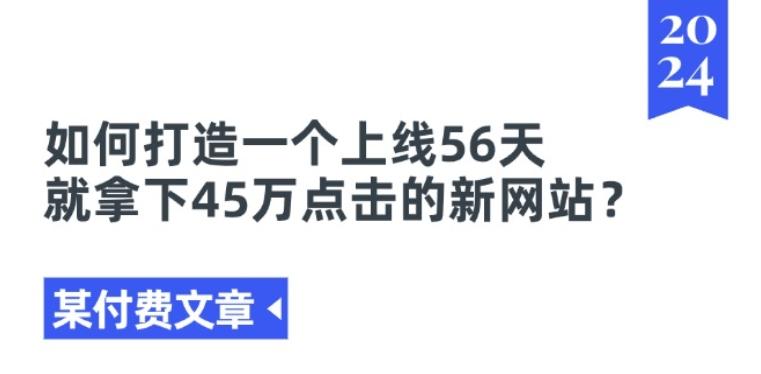 某付费文章《如何打造一个上线56天就拿下45万点击的新网站?》-网创论坛